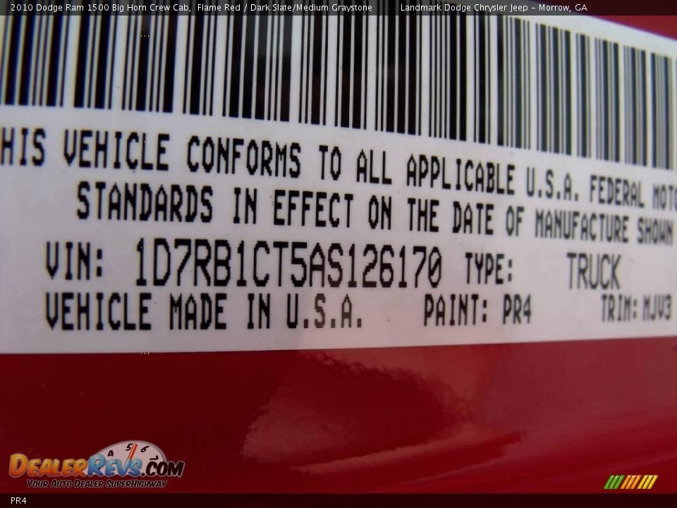 Dodge Color Code PR4 Flame Red