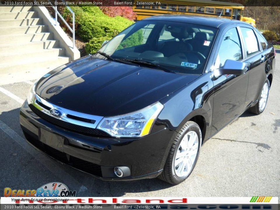 2010 Ford Focus SEL Sedan Ebony Black / Medium Stone Photo #2