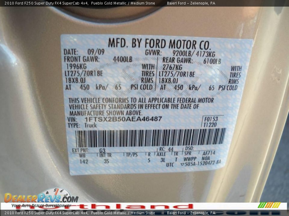 2010 Ford F250 Super Duty FX4 SuperCab 4x4 Pueblo Gold Metallic / Medium Stone Photo #12