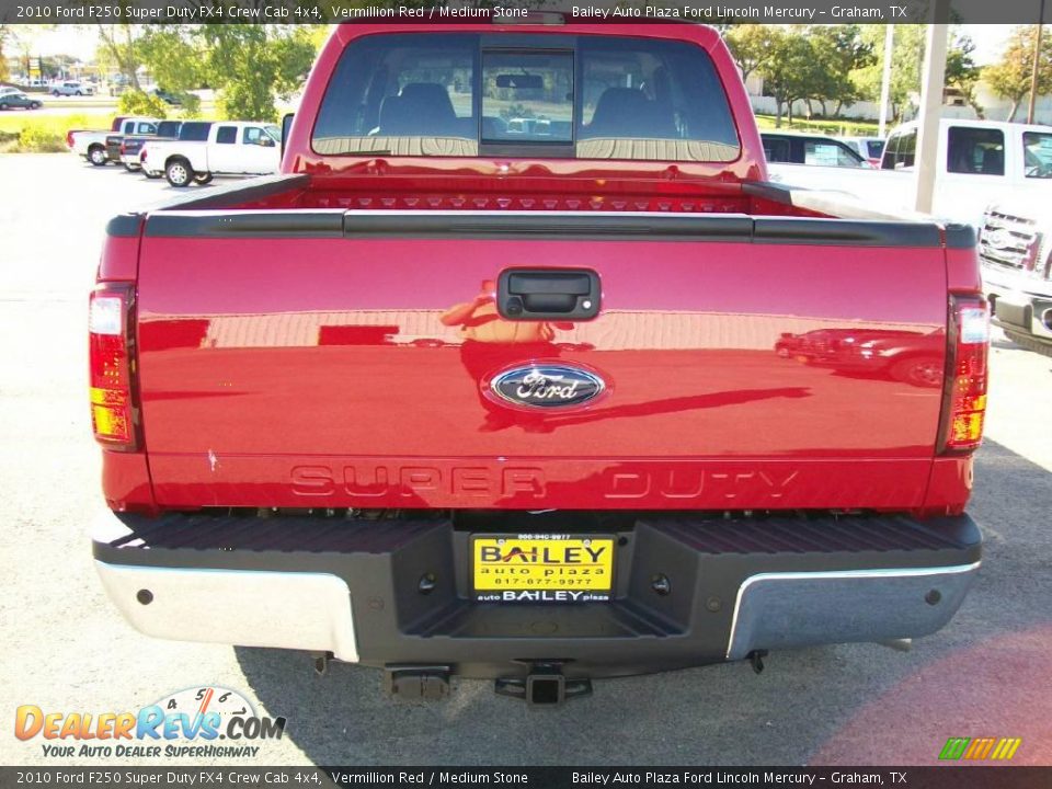 2010 Ford F250 Super Duty FX4 Crew Cab 4x4 Vermillion Red / Medium Stone Photo #5