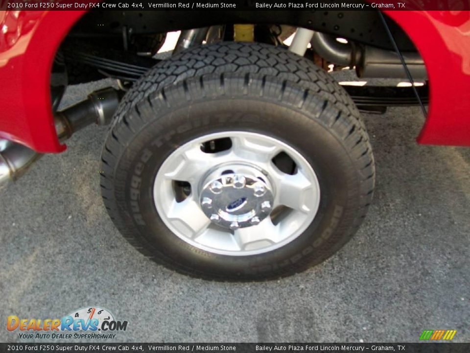 2010 Ford F250 Super Duty FX4 Crew Cab 4x4 Vermillion Red / Medium Stone Photo #7