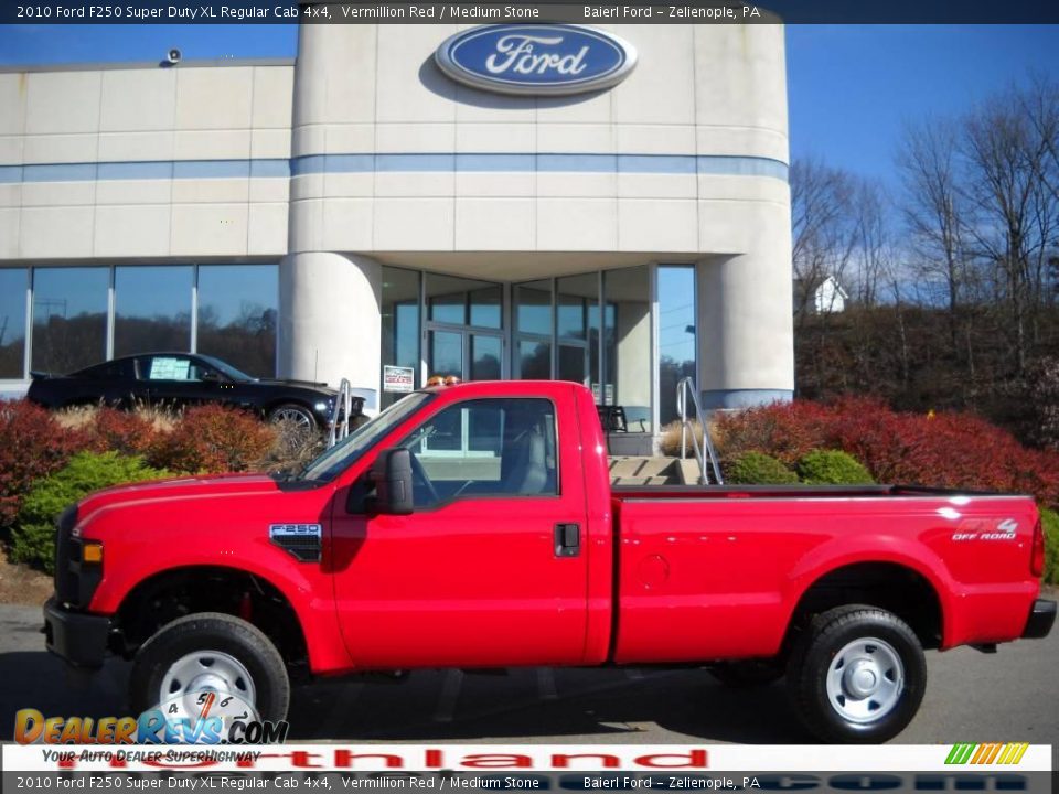 2010 Ford F250 Super Duty XL Regular Cab 4x4 Vermillion Red / Medium Stone Photo #1