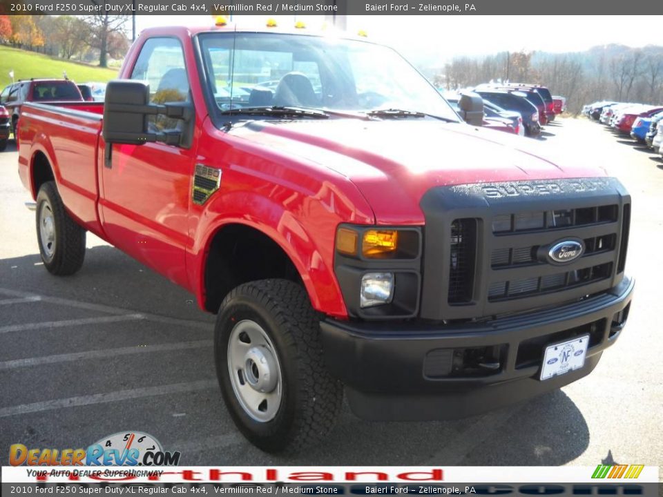 2010 Ford F250 Super Duty XL Regular Cab 4x4 Vermillion Red / Medium Stone Photo #4