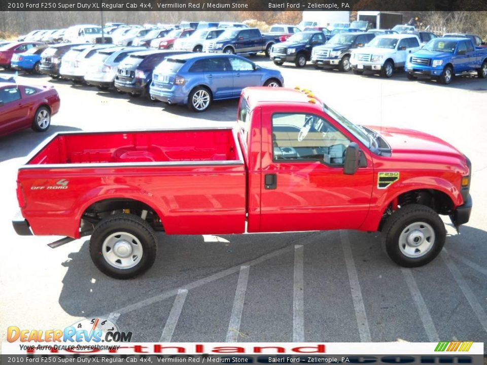 2010 Ford F250 Super Duty XL Regular Cab 4x4 Vermillion Red / Medium Stone Photo #5