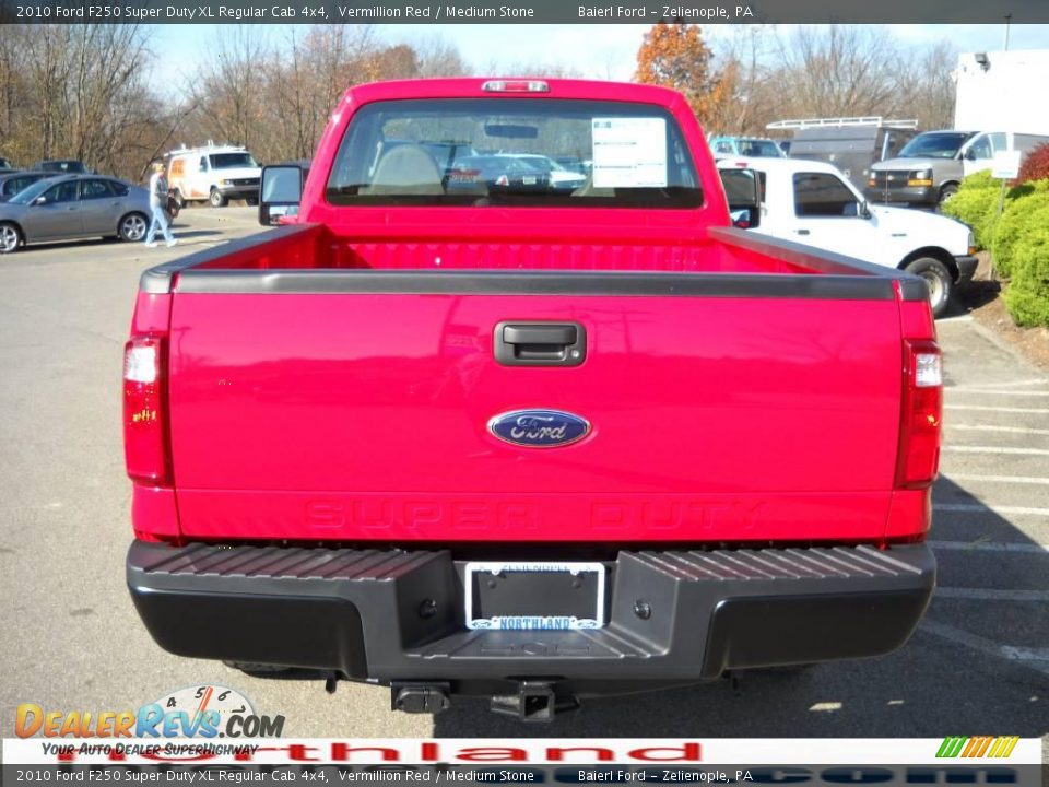 2010 Ford F250 Super Duty XL Regular Cab 4x4 Vermillion Red / Medium Stone Photo #7
