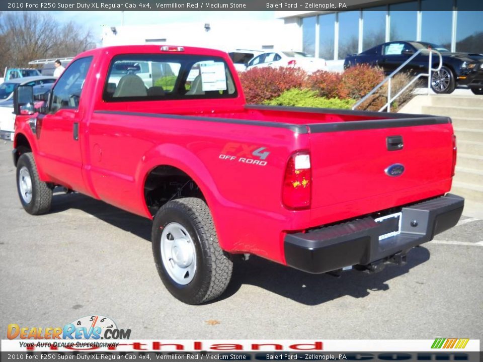 2010 Ford F250 Super Duty XL Regular Cab 4x4 Vermillion Red / Medium Stone Photo #9