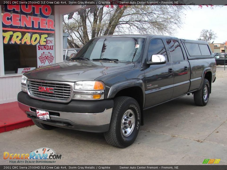 2001 GMC Sierra 2500HD SLE Crew Cab 4x4 Storm Gray Metallic / Graphite Photo #3