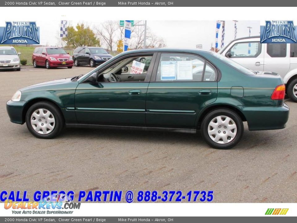 2000 Honda Civic VP Sedan Clover Green Pearl / Beige Photo #1