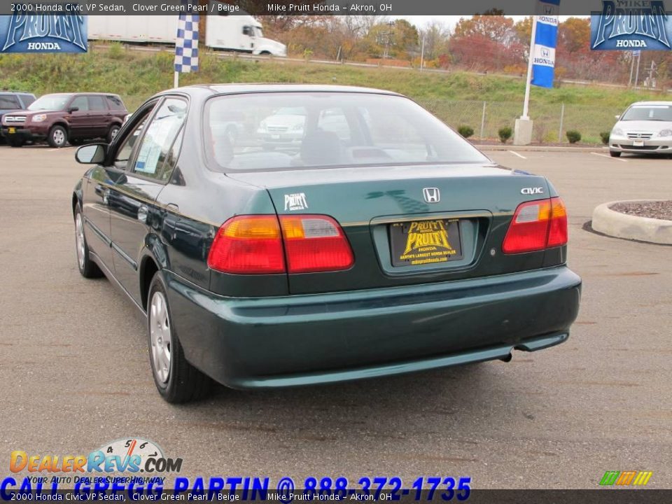 2000 Honda Civic VP Sedan Clover Green Pearl / Beige Photo #2