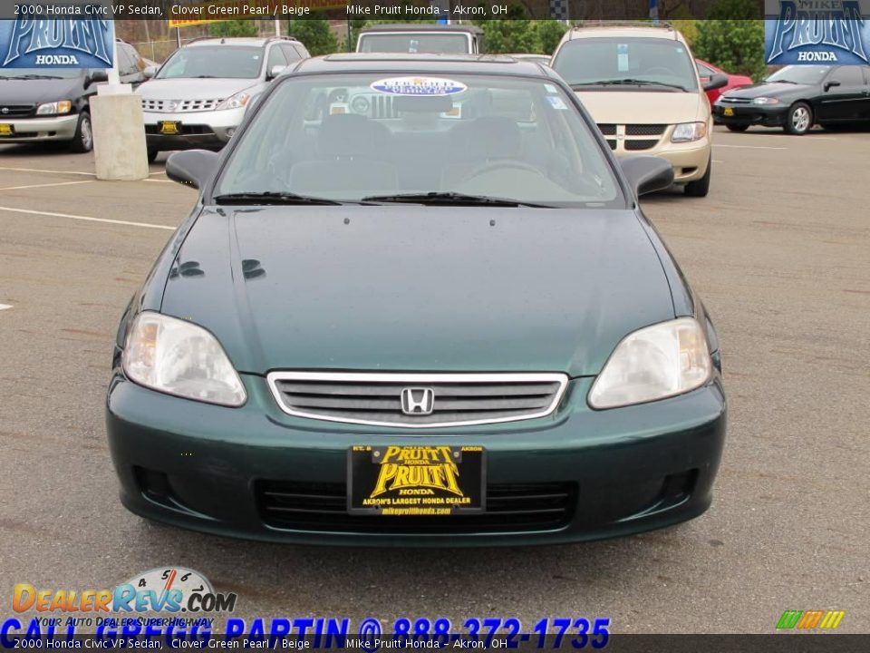 2000 Honda Civic VP Sedan Clover Green Pearl / Beige Photo #4