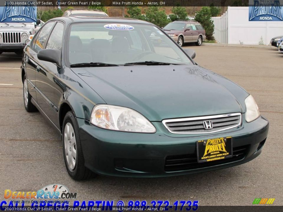 2000 Honda Civic VP Sedan Clover Green Pearl / Beige Photo #5