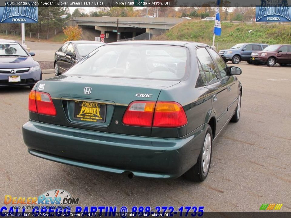 2000 Honda Civic VP Sedan Clover Green Pearl / Beige Photo #7