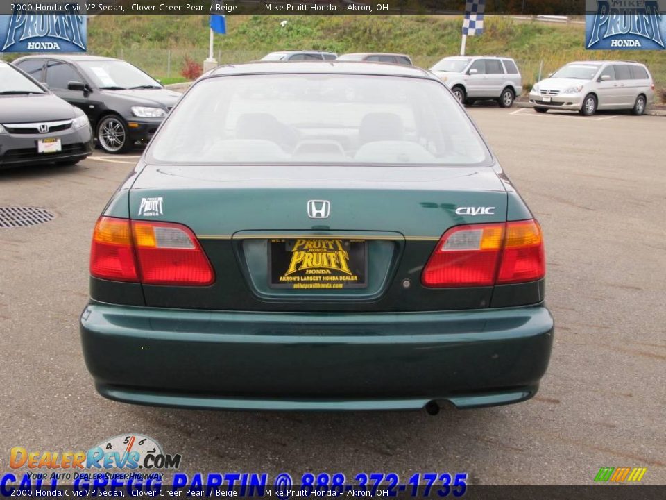 2000 Honda Civic VP Sedan Clover Green Pearl / Beige Photo #8