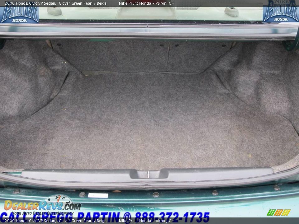 2000 Honda Civic VP Sedan Clover Green Pearl / Beige Photo #10
