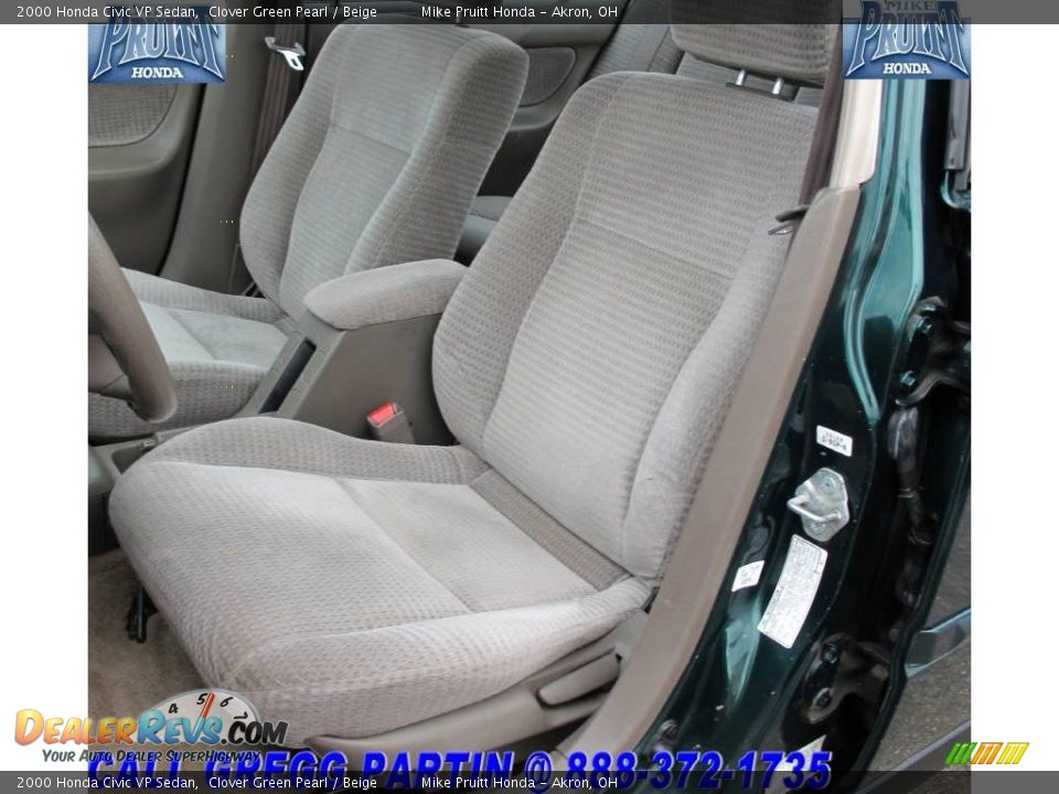 2000 Honda Civic VP Sedan Clover Green Pearl / Beige Photo #11