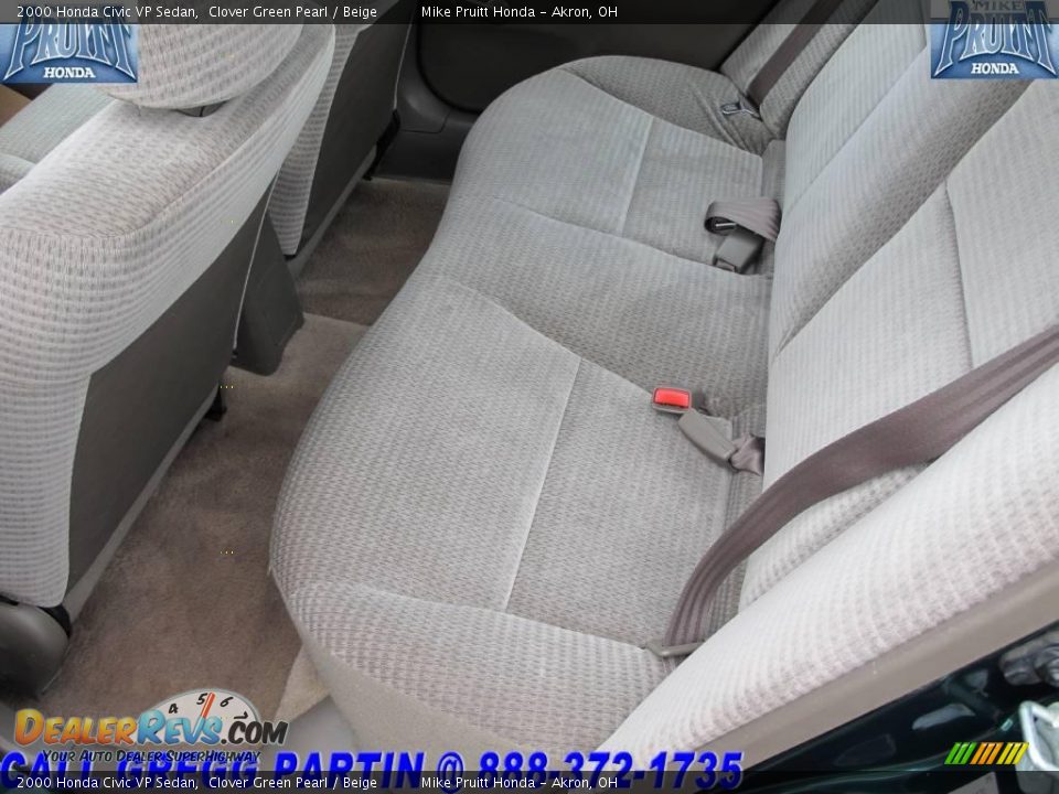 2000 Honda Civic VP Sedan Clover Green Pearl / Beige Photo #12