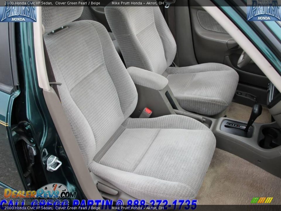 2000 Honda Civic VP Sedan Clover Green Pearl / Beige Photo #15