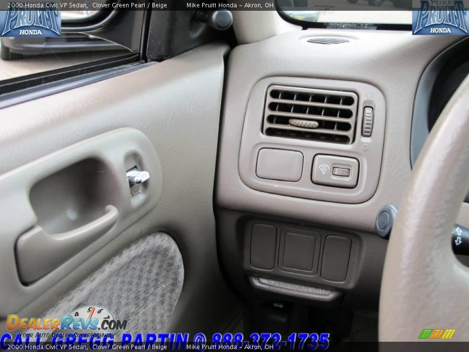 2000 Honda Civic VP Sedan Clover Green Pearl / Beige Photo #20