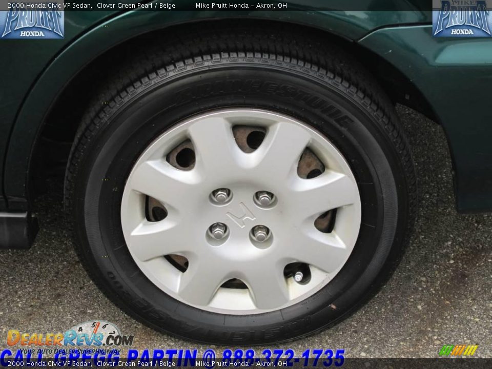 2000 Honda Civic VP Sedan Clover Green Pearl / Beige Photo #25