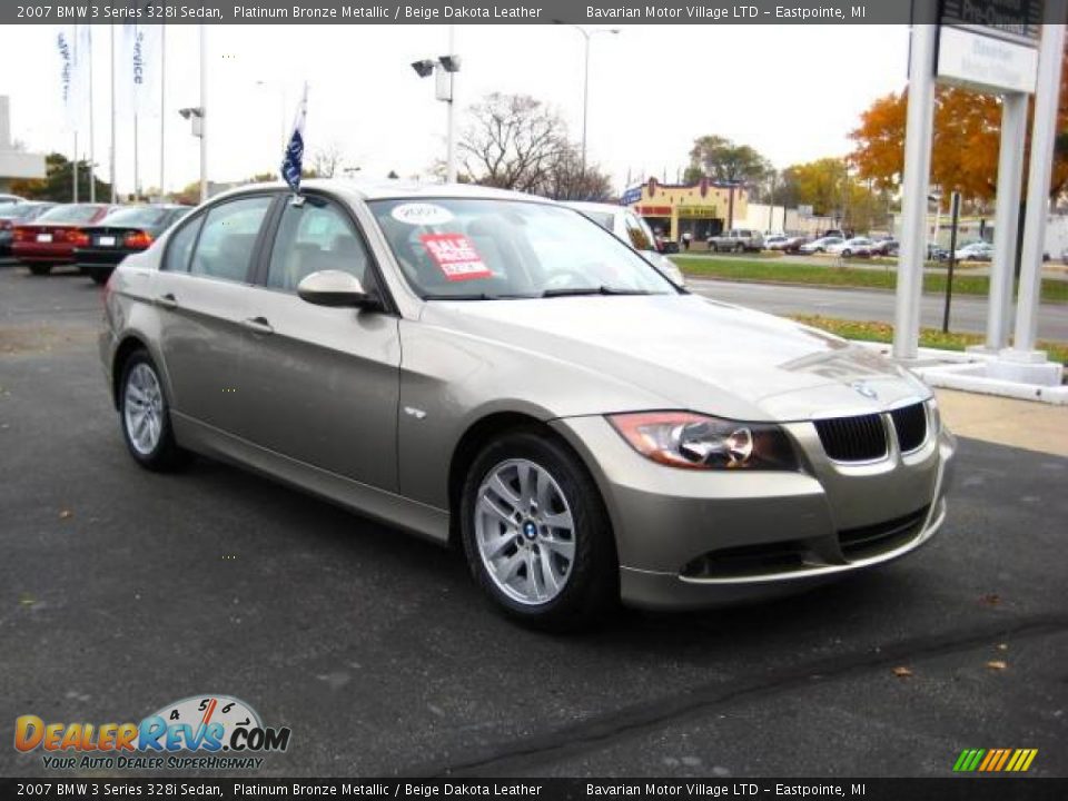 2007 BMW 3 Series 328i Sedan Platinum Bronze Metallic / Beige Dakota Leather Photo #7