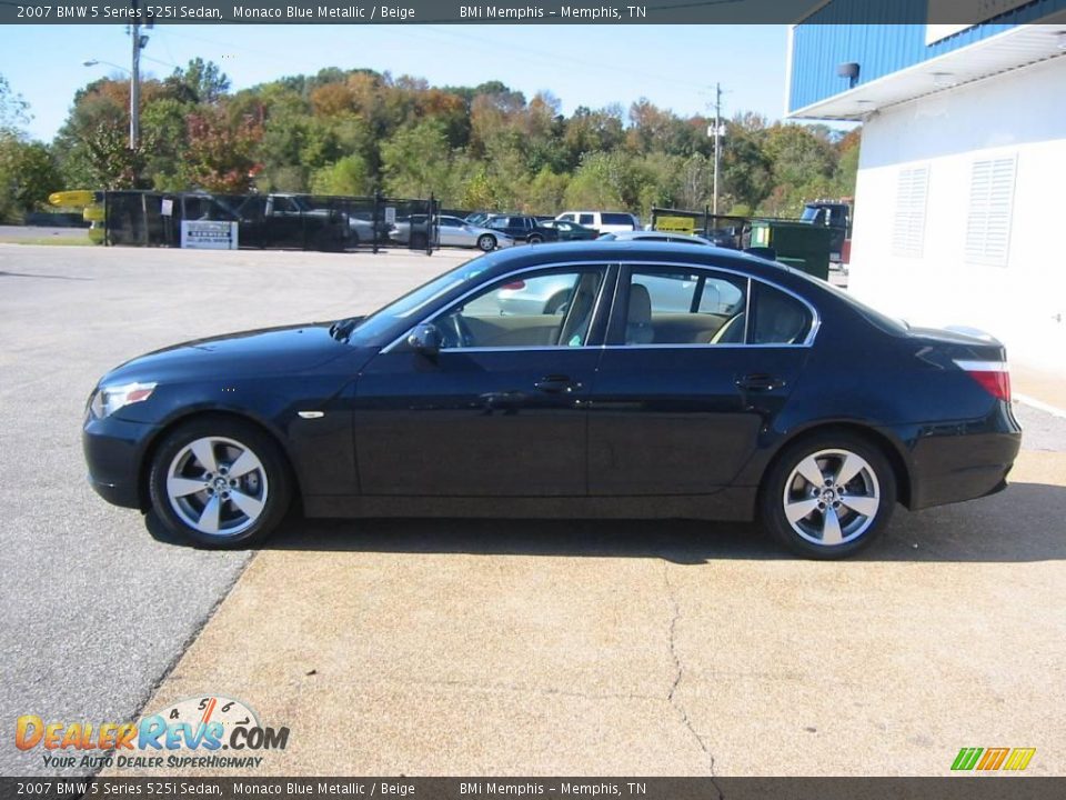 2007 BMW 5 Series 525i Sedan Monaco Blue Metallic / Beige Photo #2