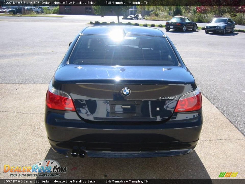 2007 BMW 5 Series 525i Sedan Monaco Blue Metallic / Beige Photo #4