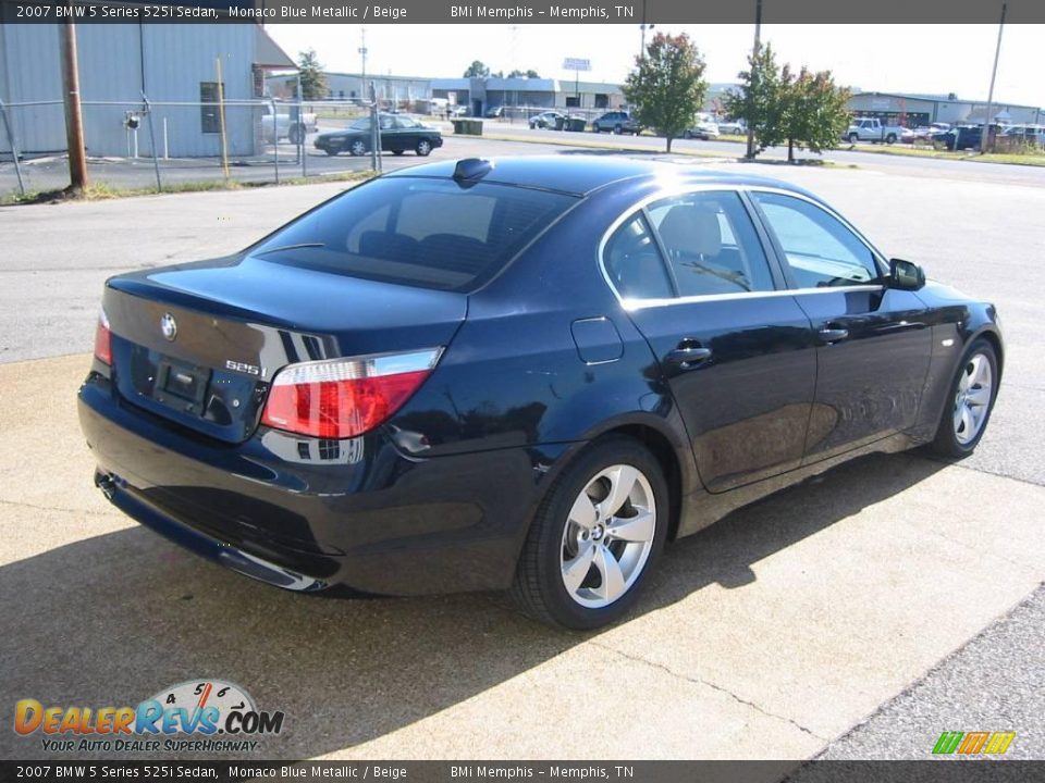 2007 BMW 5 Series 525i Sedan Monaco Blue Metallic / Beige Photo #5