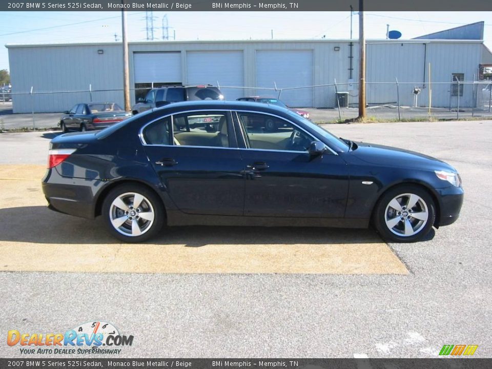 2007 BMW 5 Series 525i Sedan Monaco Blue Metallic / Beige Photo #6