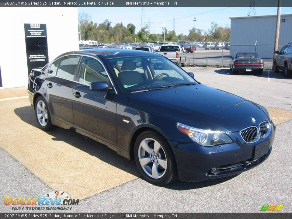 2007 BMW 5 Series 525i Sedan Monaco Blue Metallic / Beige Photo #7