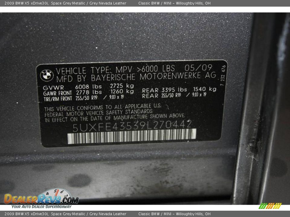 2009 BMW X5 xDrive30i Space Grey Metallic / Grey Nevada Leather Photo #30