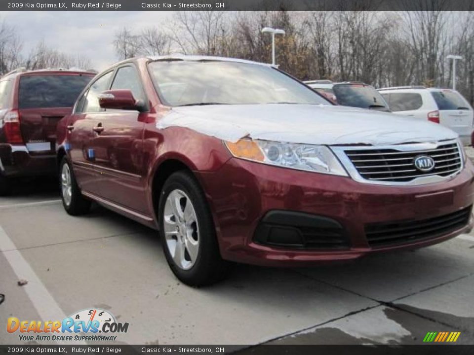 2009 Kia Optima LX Ruby Red / Beige Photo #3