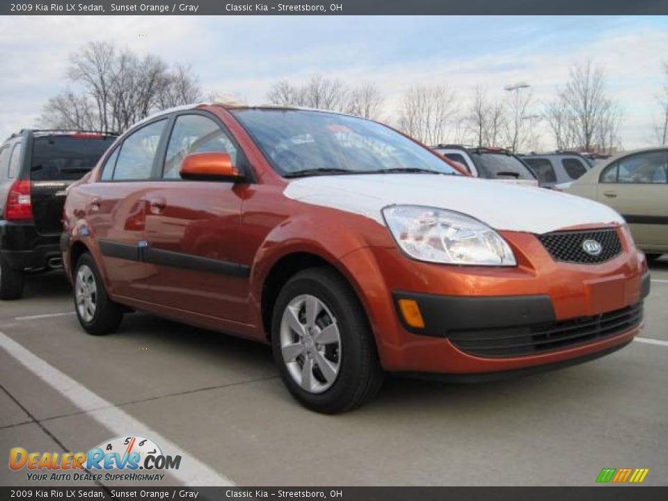 2009 Kia Rio LX Sedan Sunset Orange / Gray Photo #3