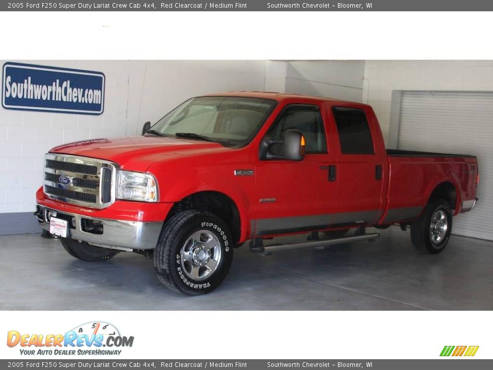 2005 Ford F250 Super Duty Lariat Crew Cab 4x4 Red Clearcoat / Medium Flint Photo #1