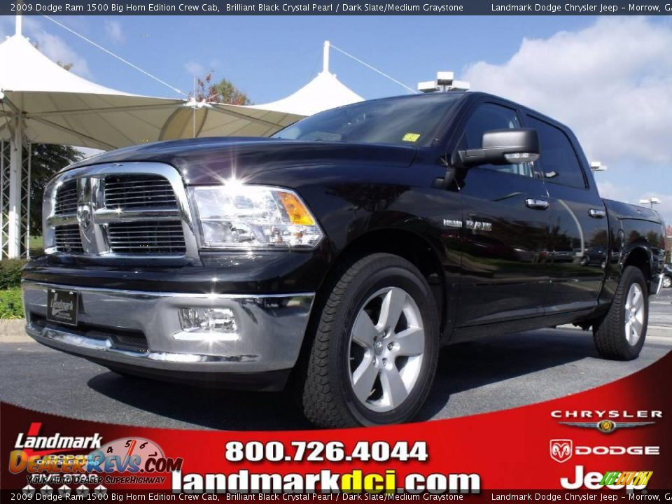 2009 Dodge Ram 1500 Big Horn Edition Crew Cab Brilliant Black Crystal Pearl / Dark Slate/Medium Graystone Photo #1