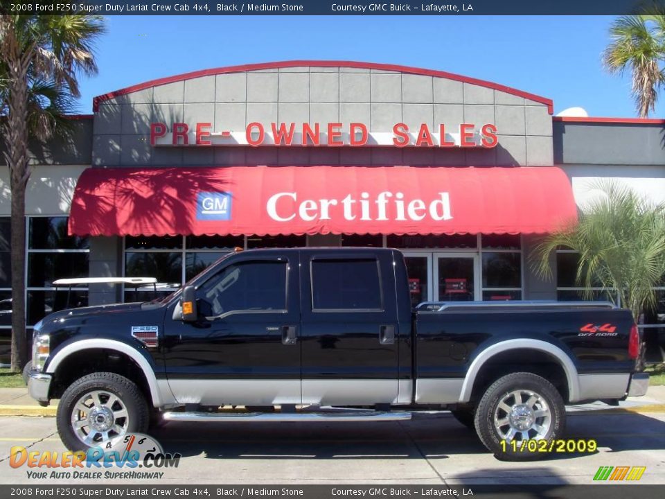 2008 Ford F250 Super Duty Lariat Crew Cab 4x4 Black / Medium Stone Photo #1