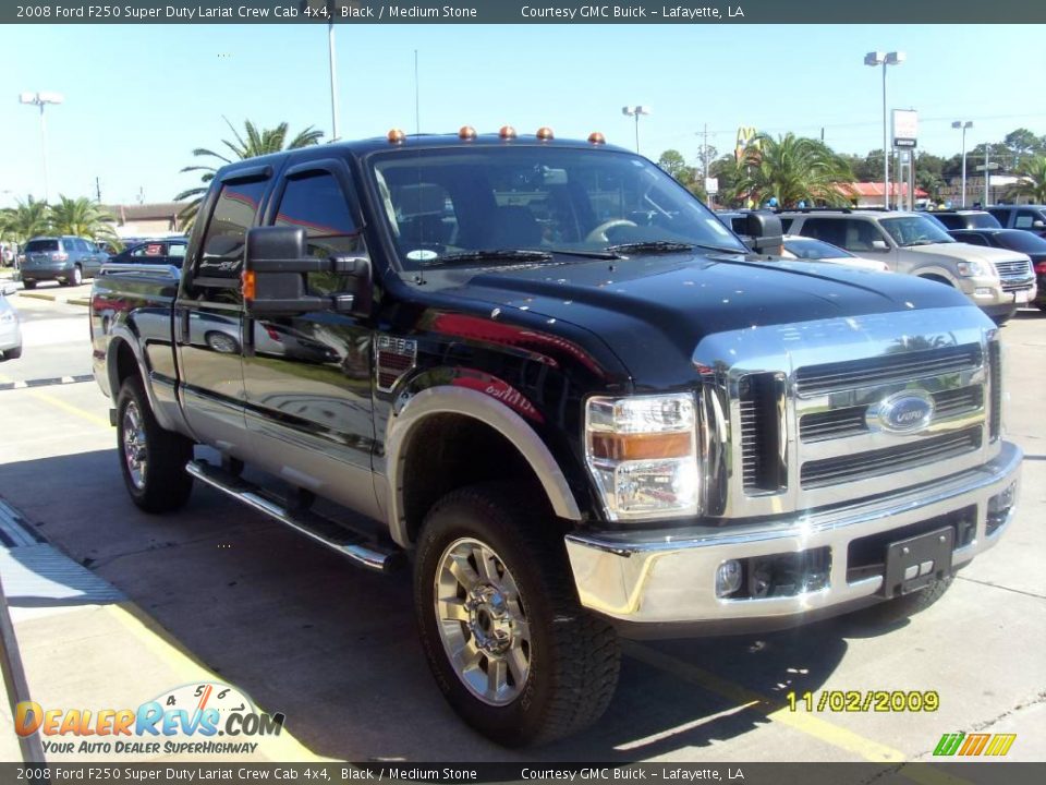 2008 Ford F250 Super Duty Lariat Crew Cab 4x4 Black / Medium Stone Photo #5