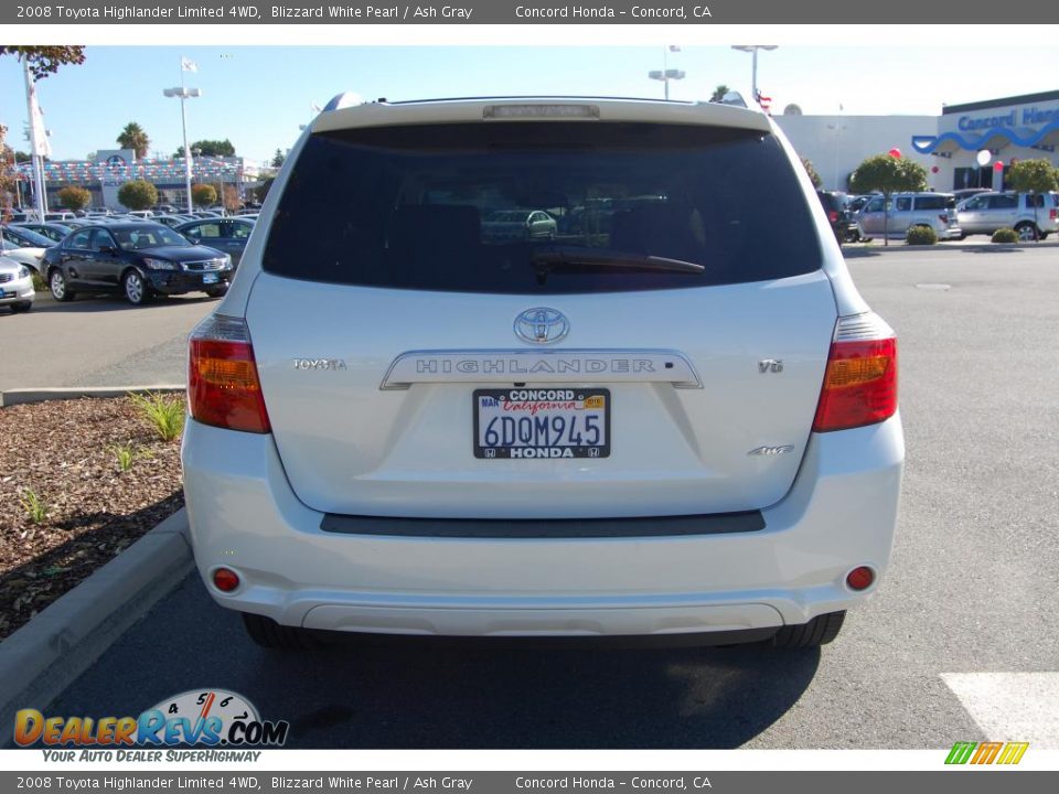 2008 Toyota Highlander Limited 4WD Blizzard White Pearl / Ash Gray Photo #4