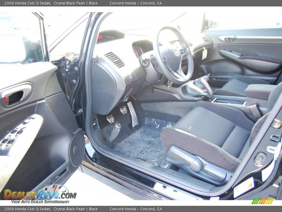 2009 Honda Civic Si Sedan Crystal Black Pearl / Black Photo #4