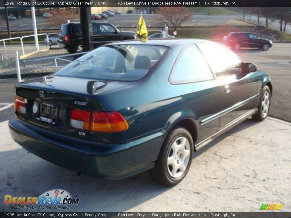 1998 Honda Civic EX Coupe Cypress Green Pearl / Gray Photo #4