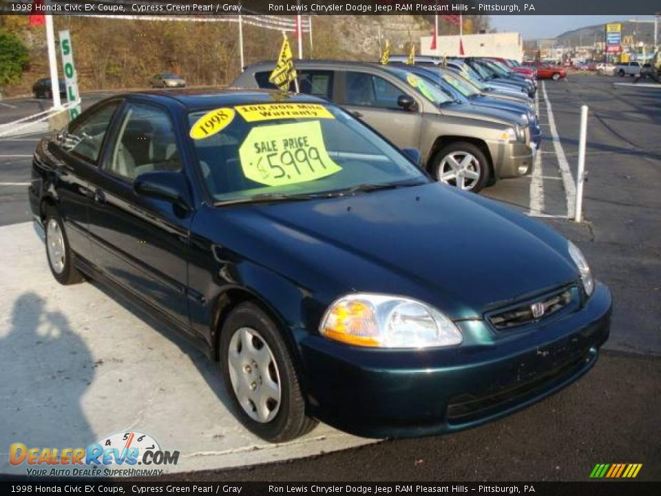 1998 Honda Civic EX Coupe Cypress Green Pearl / Gray Photo #6