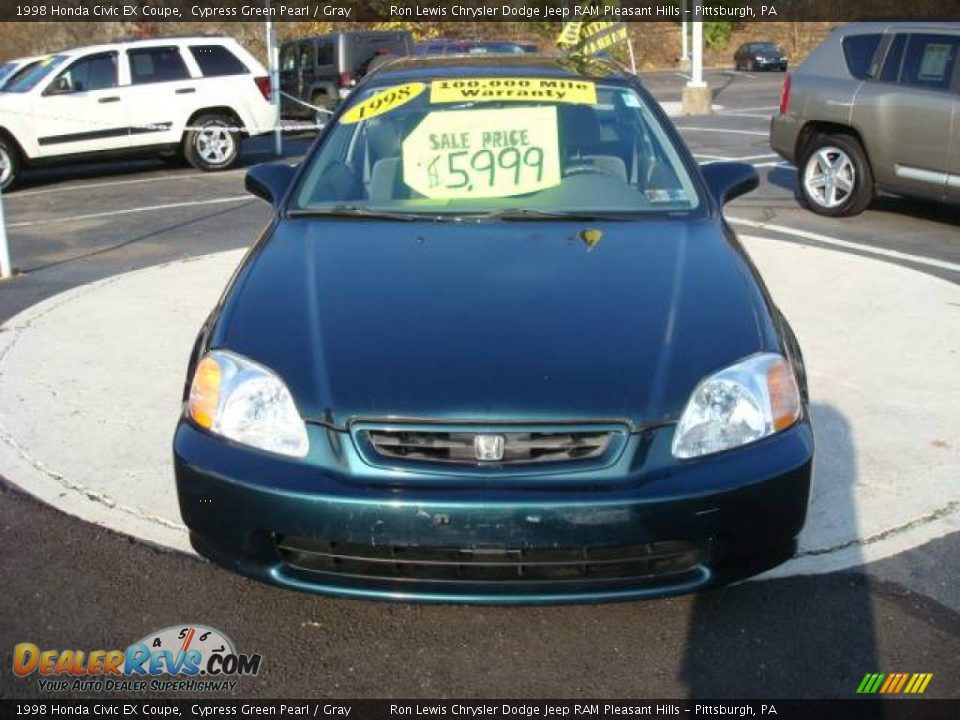 1998 Honda Civic EX Coupe Cypress Green Pearl / Gray Photo #7