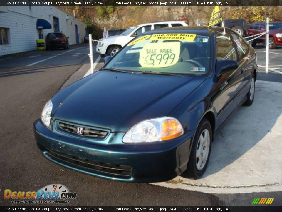 1998 Honda Civic EX Coupe Cypress Green Pearl / Gray Photo #8