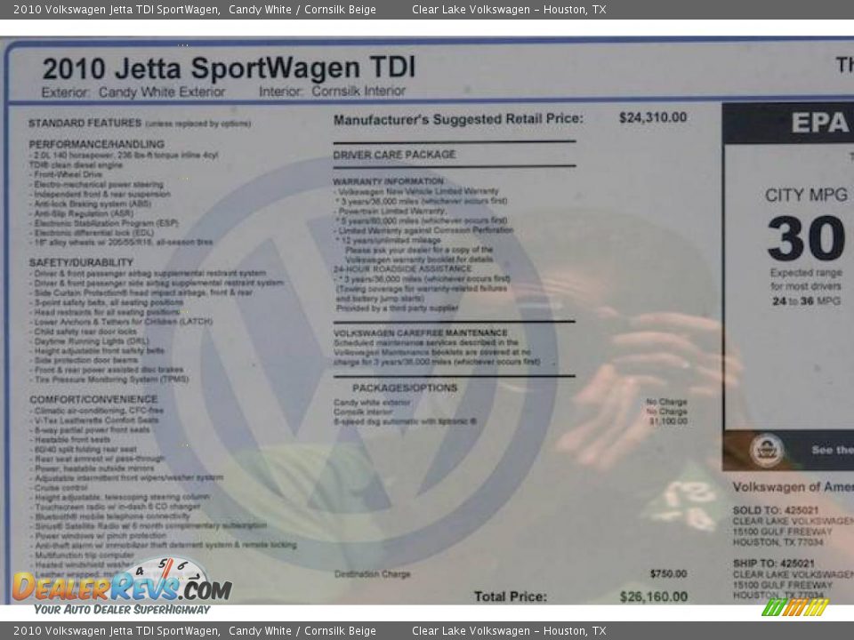 2010 Volkswagen Jetta TDI SportWagen Candy White / Cornsilk Beige Photo #16