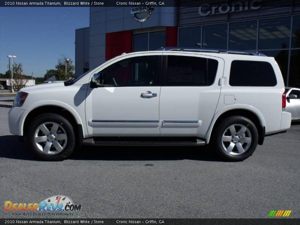 2010 Nissan Armada Titanium Blizzard White / Stone Photo #2
