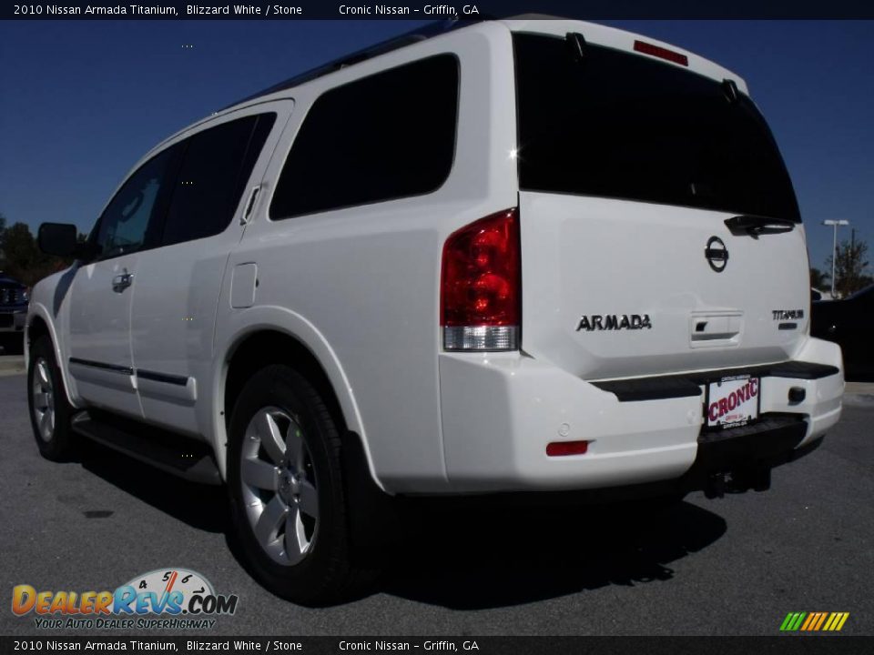 2010 Nissan Armada Titanium Blizzard White / Stone Photo #3