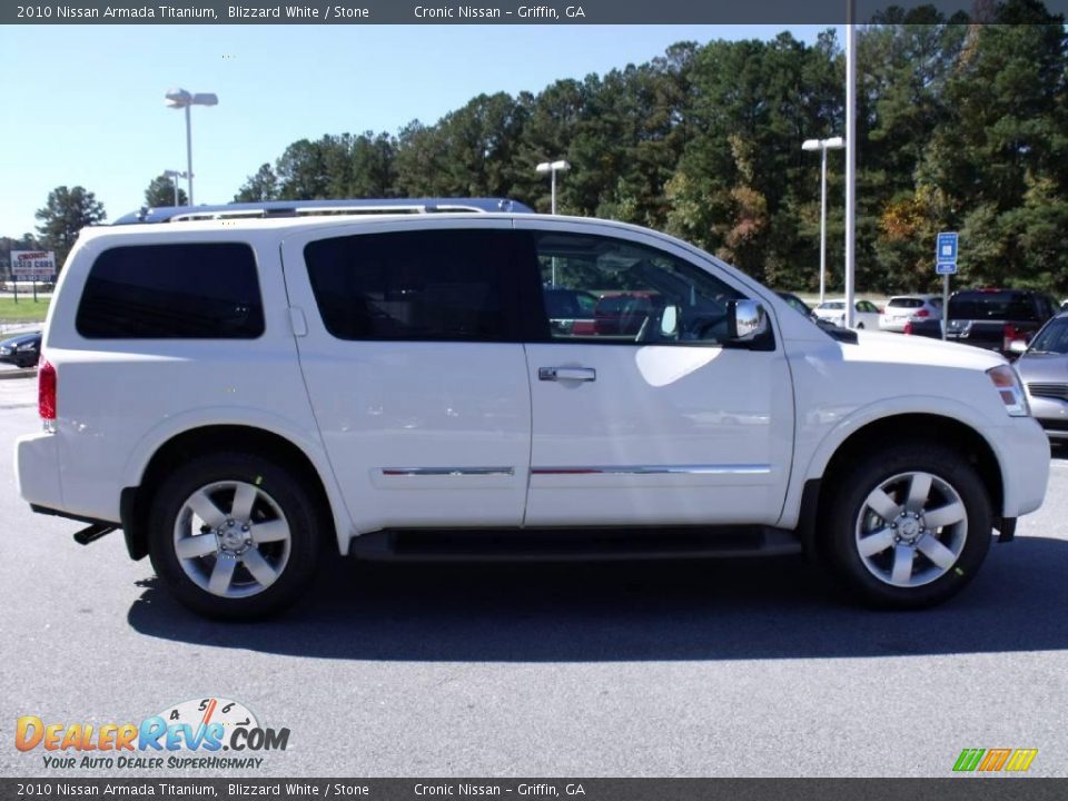 2010 Nissan Armada Titanium Blizzard White / Stone Photo #6