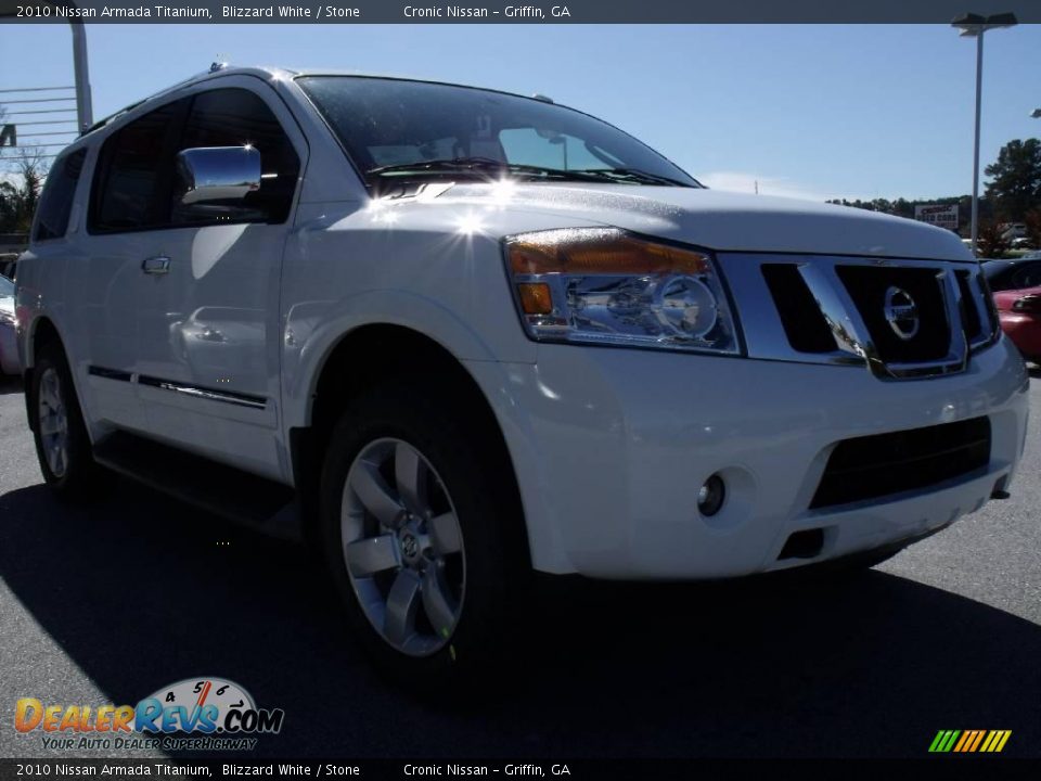 2010 Nissan Armada Titanium Blizzard White / Stone Photo #7