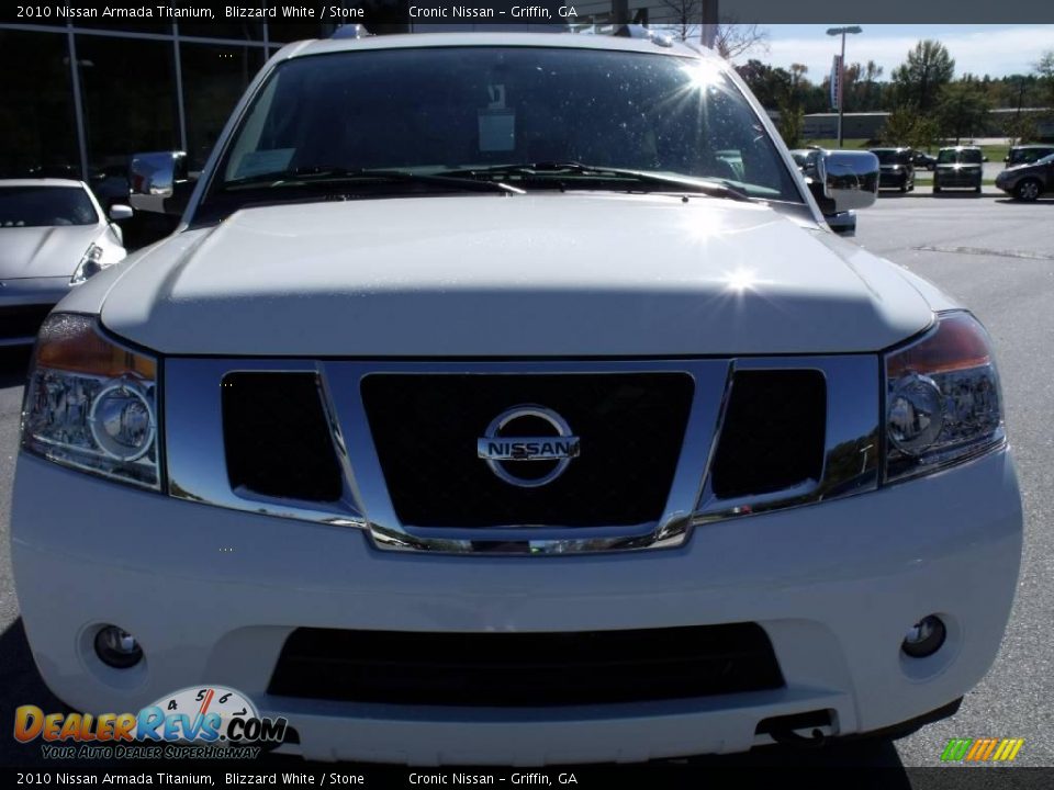 2010 Nissan Armada Titanium Blizzard White / Stone Photo #8