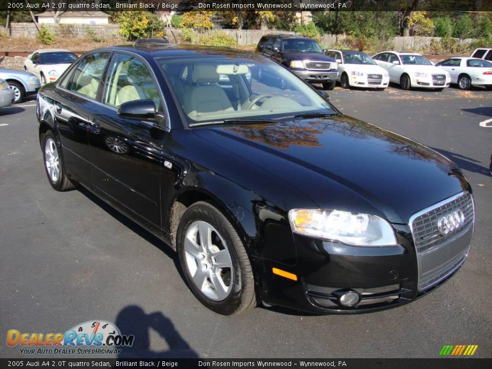 2005 Audi A4 2.0T quattro Sedan Brilliant Black / Beige Photo #4