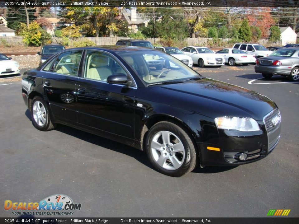 2005 Audi A4 2.0T quattro Sedan Brilliant Black / Beige Photo #5